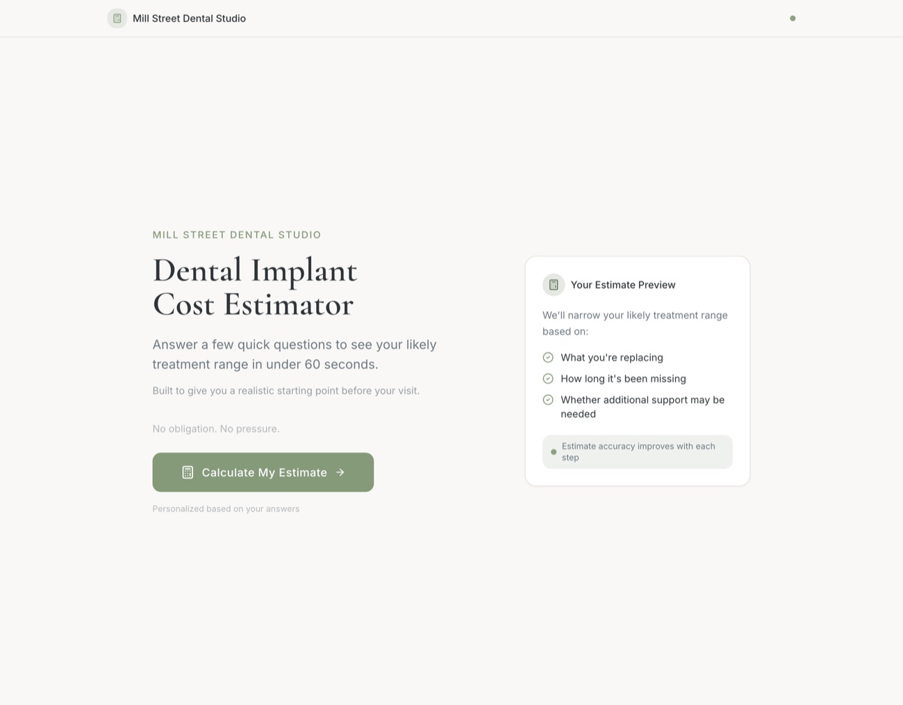 Dental Implant Cost Estimator